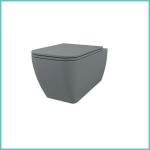 SDR CERAMICHE Quadra Wall Hung Magnesium კედლის უნიტაზი, მუქი ნაცრისფერი კერამიკული კორპუსით